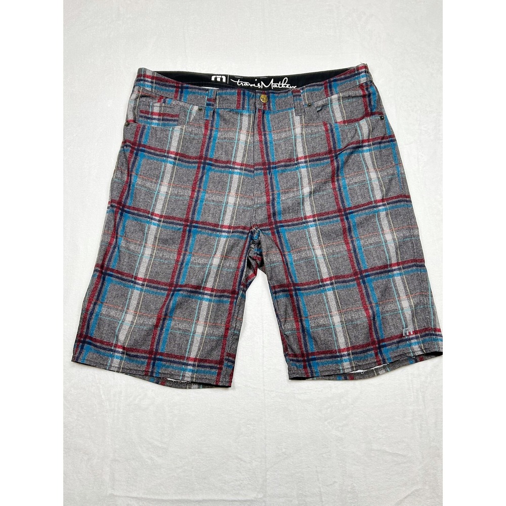 Travis Mathew Golf Shorts 36 Lightweight Plaid Outdoors Preppy Activewear